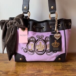 New Juicy Couture Lovers Club Daydreamer Tote Purple Brown Y2K Handbag Cute